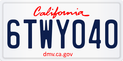 CA license plate 6TWY040