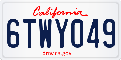 CA license plate 6TWY049