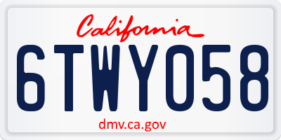 CA license plate 6TWY058