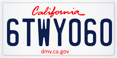 CA license plate 6TWY060