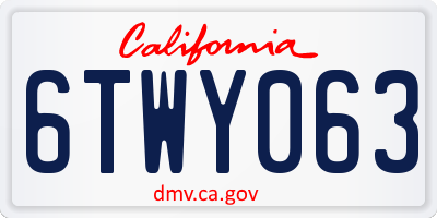 CA license plate 6TWY063