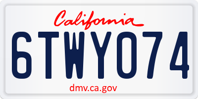 CA license plate 6TWY074