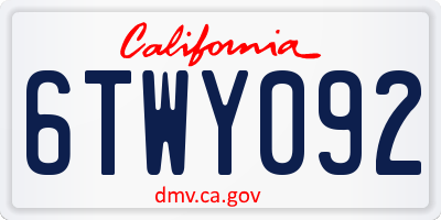 CA license plate 6TWY092