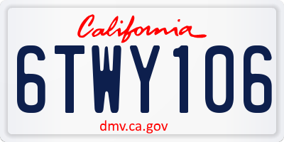 CA license plate 6TWY106