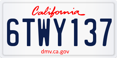CA license plate 6TWY137