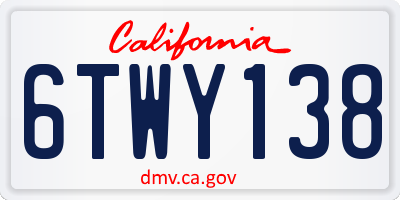 CA license plate 6TWY138