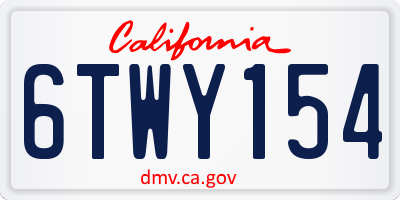 CA license plate 6TWY154