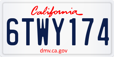 CA license plate 6TWY174