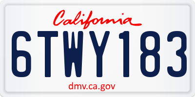 CA license plate 6TWY183