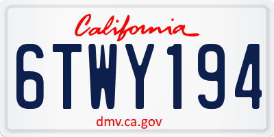 CA license plate 6TWY194