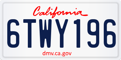 CA license plate 6TWY196
