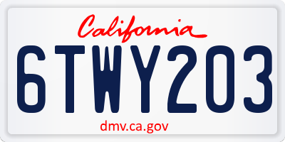 CA license plate 6TWY203