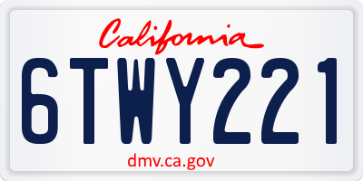 CA license plate 6TWY221