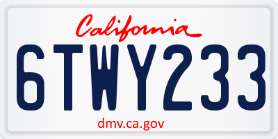 CA license plate 6TWY233