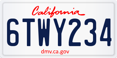 CA license plate 6TWY234