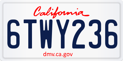 CA license plate 6TWY236