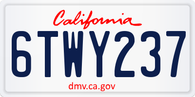CA license plate 6TWY237