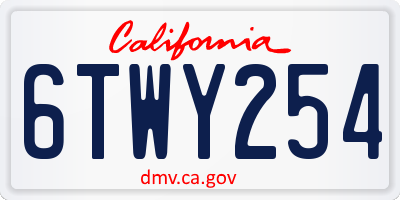 CA license plate 6TWY254