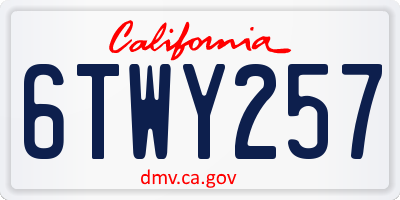 CA license plate 6TWY257