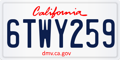 CA license plate 6TWY259