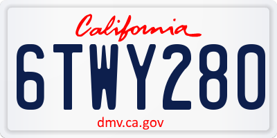 CA license plate 6TWY280