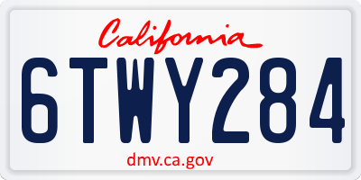 CA license plate 6TWY284
