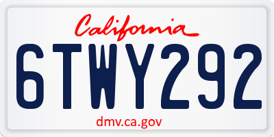 CA license plate 6TWY292