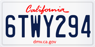 CA license plate 6TWY294