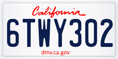 CA license plate 6TWY302