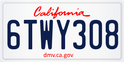 CA license plate 6TWY308