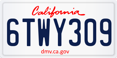CA license plate 6TWY309