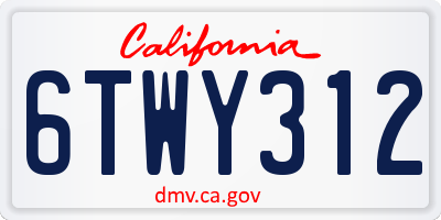 CA license plate 6TWY312