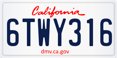 CA license plate 6TWY316