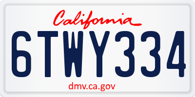 CA license plate 6TWY334
