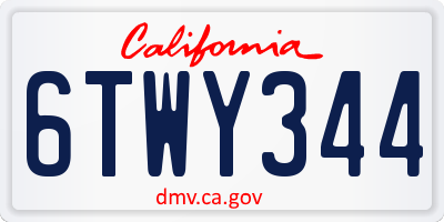 CA license plate 6TWY344