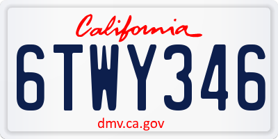 CA license plate 6TWY346