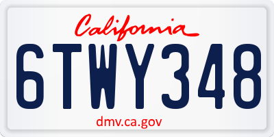 CA license plate 6TWY348