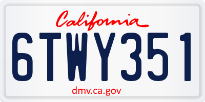 CA license plate 6TWY351