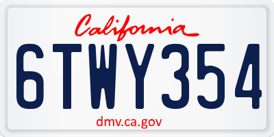 CA license plate 6TWY354