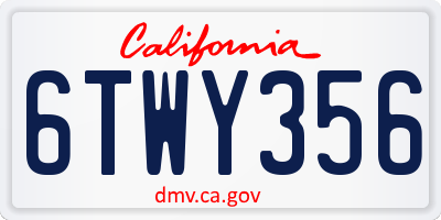 CA license plate 6TWY356