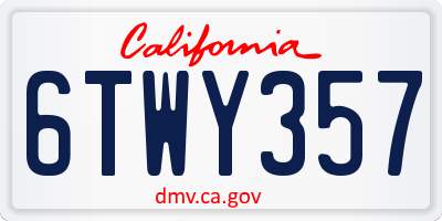 CA license plate 6TWY357