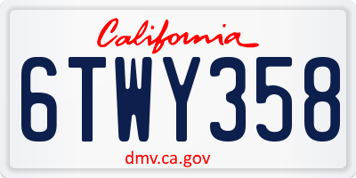 CA license plate 6TWY358