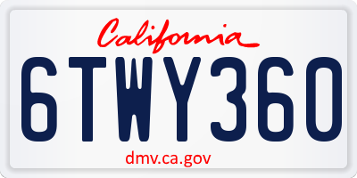 CA license plate 6TWY360