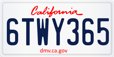 CA license plate 6TWY365