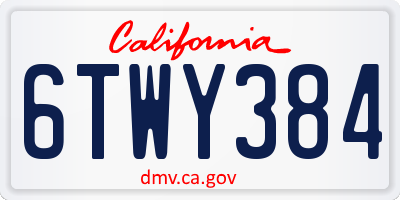 CA license plate 6TWY384