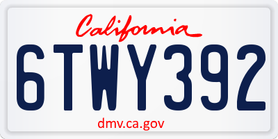 CA license plate 6TWY392