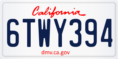 CA license plate 6TWY394