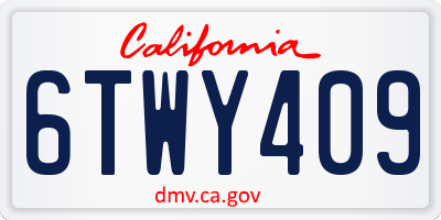 CA license plate 6TWY409