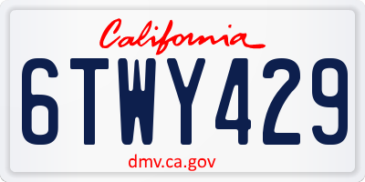 CA license plate 6TWY429