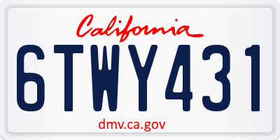 CA license plate 6TWY431